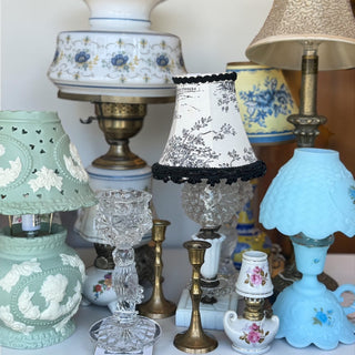 Vintage Small Floral Porcelain Oil Lamp