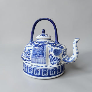 ! Blue and White Elephant Chinoiserie Teapot
