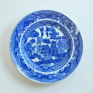Vintage Blue Painted Decor Plate
