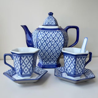 Vintage Pacific Rim Blue Pattern Teapot