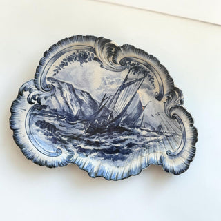 Antique Delft Blue and White Porcelain Platter (Circa. 1900)