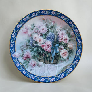Lens Liu's Basket Bouquets "Roses" Vintage Porcelain Plate