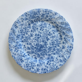 Her Good Eye blue and white floral porcelain dinner plate with scalloped edge