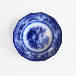 Her Good Eye vintage octagonal ceramic serving plate with blue and white floral transferware pattern