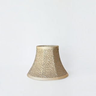 Her Good Eye champagne-gold bell-shaped lamp shade with intricate beadwork and sequin embellishments