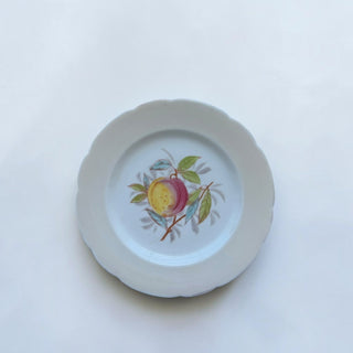 Her Good Eye vintage porcelain salad plate with a hand-painted peach motif and elegant scalloped edges.