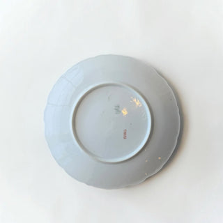 Her Good Eye antique Wheelock Germany porcelain plate back view with maker mark and scalloped edge